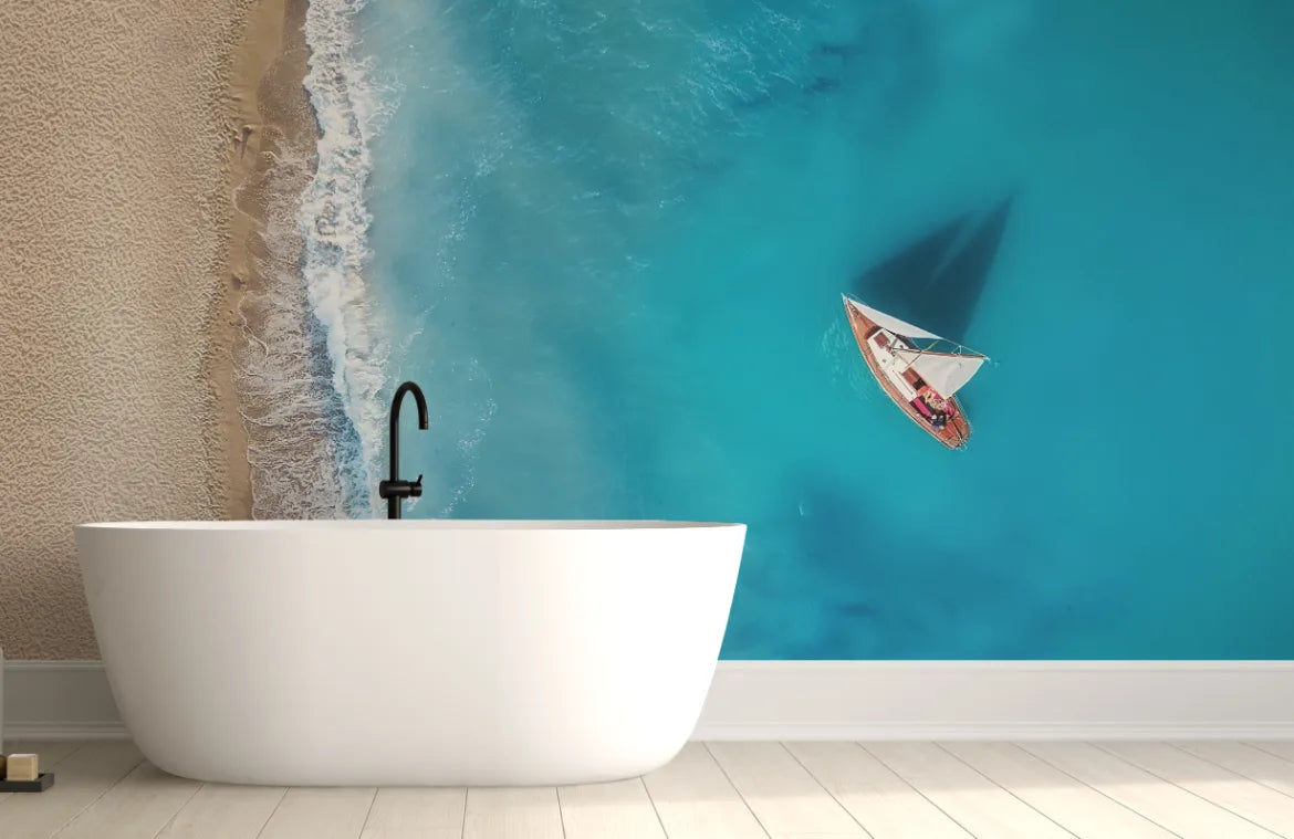 Heart Touch Ocean Beach Mural Wallpaper image 0