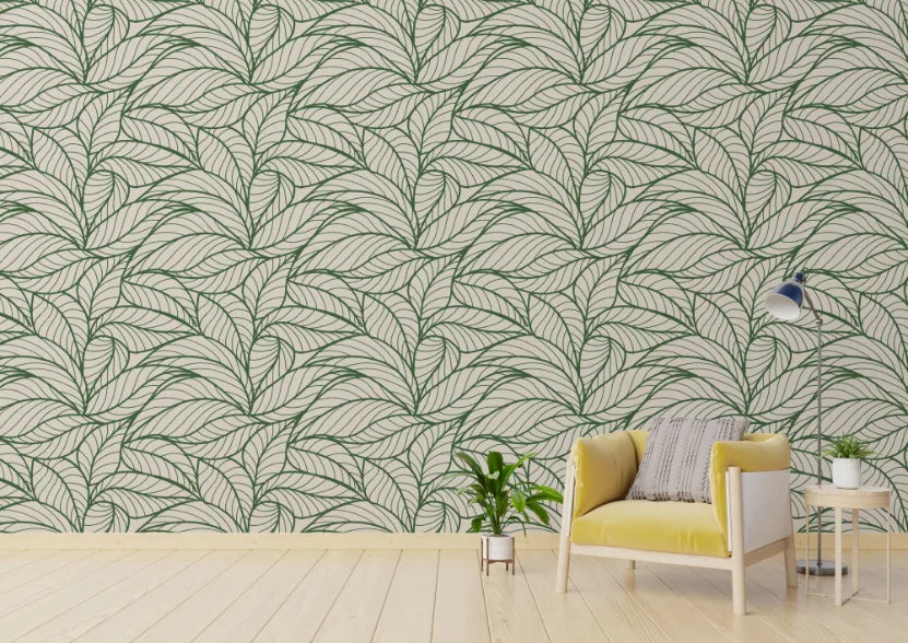 Banana Leaf Line Art Wallpaper Murals image 6