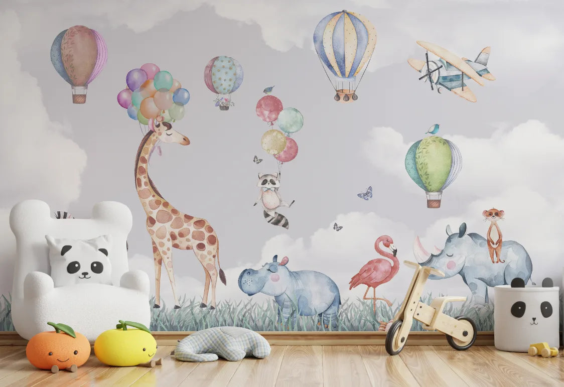Baby Animals Kids Room Wallpaper Mural image 1