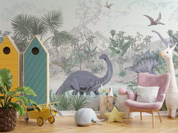 Dinosaur Design| Jungle Theme Nursery Peel And Stick Wallpaper image 1