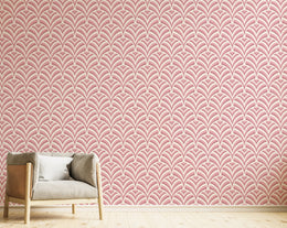 Art Deco Pink Scallop Pattern Removable Wallpaper image 2