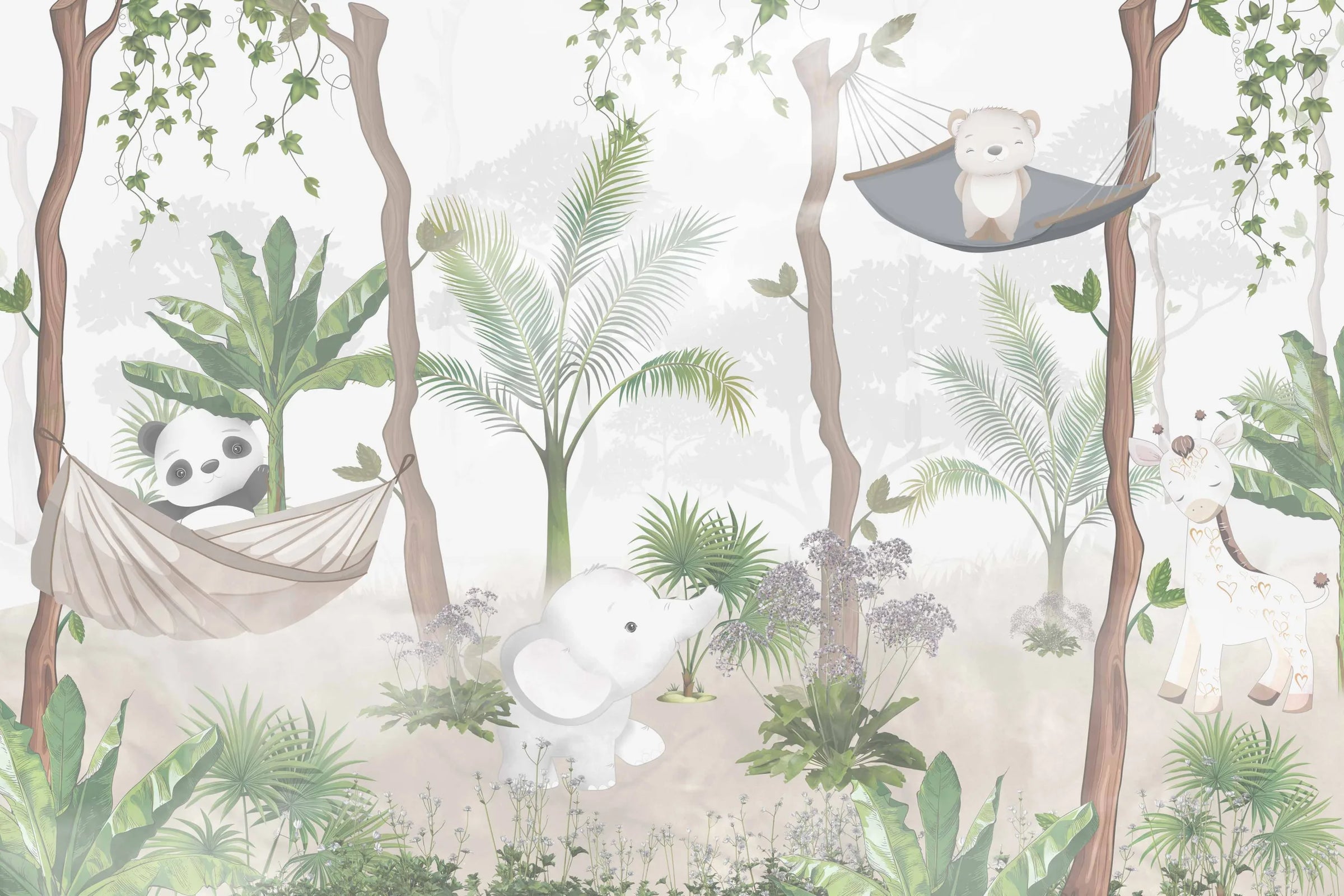 Leafy Heaven And Cute Tot Animal Kids Wallpaper image 5