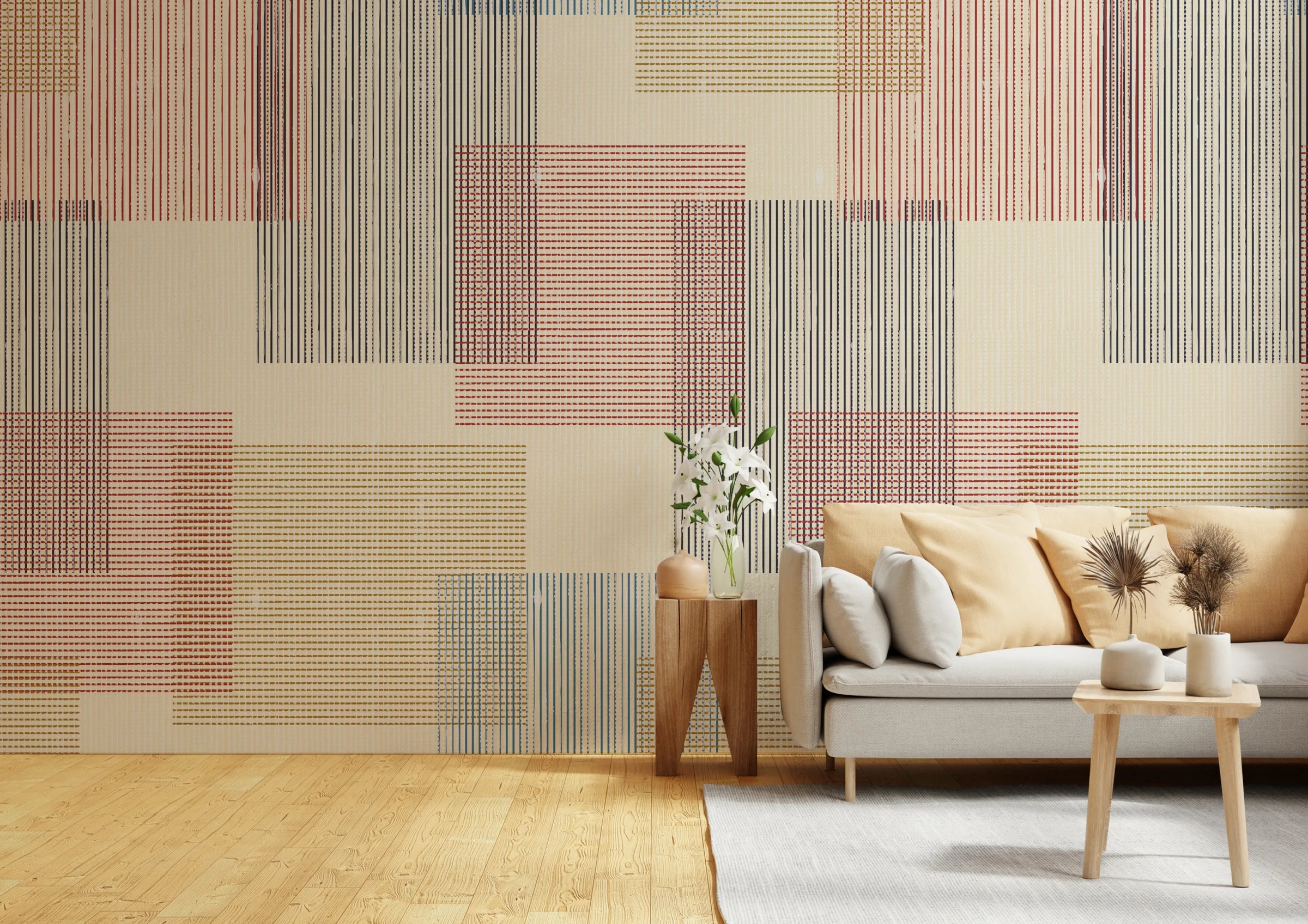 Abstract Geometric | Beige Multi-Color Peel and Stick Wallpaper image 4