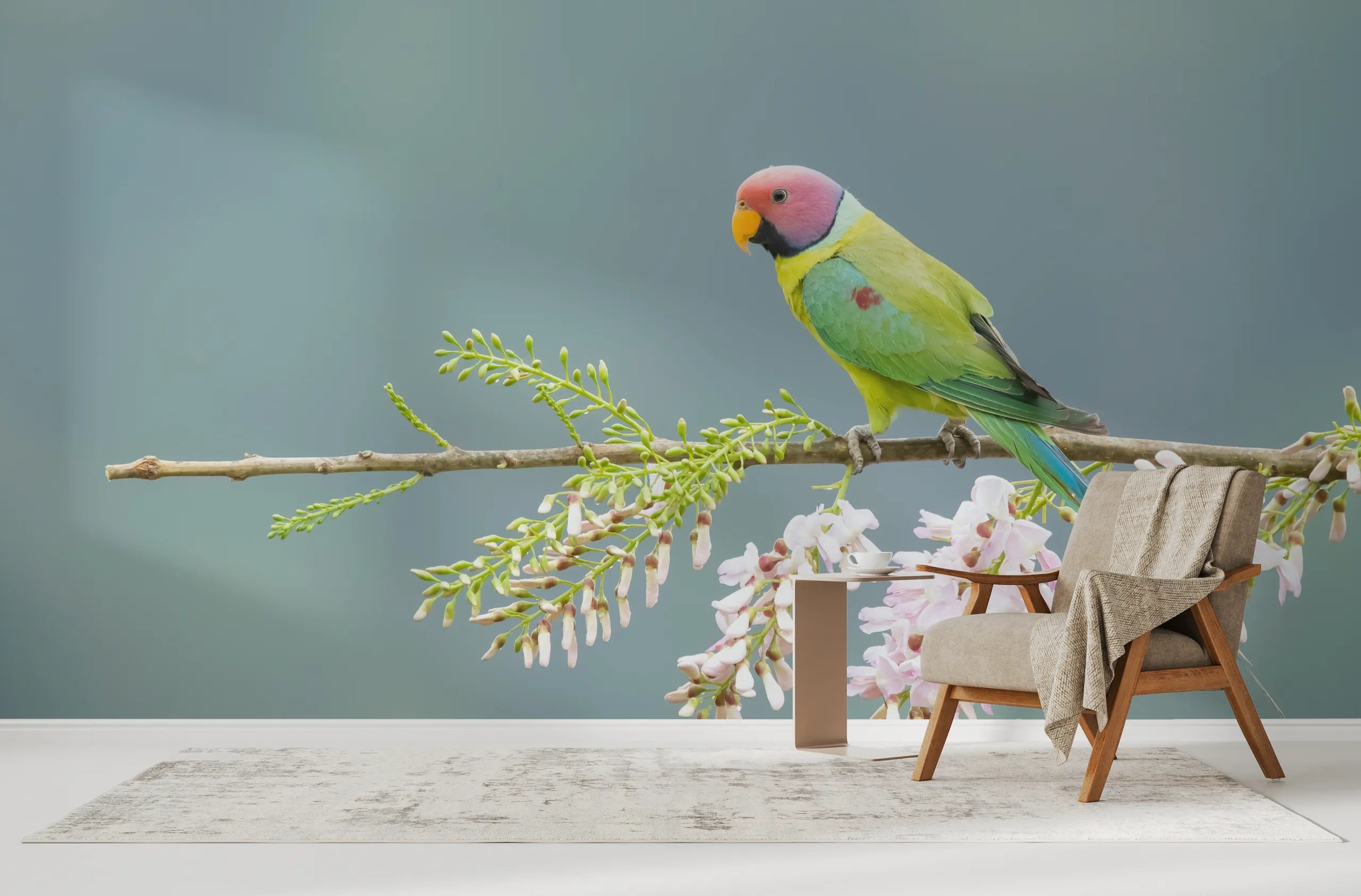 Nature Inspired Parrot Design | Vibrant Peel And Stick Living Room Wall Art Wallpaper image 1