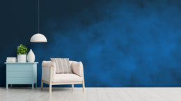 Stylish living room accent wall featuring deep blue textured gradient design, perfect for modern interior decor