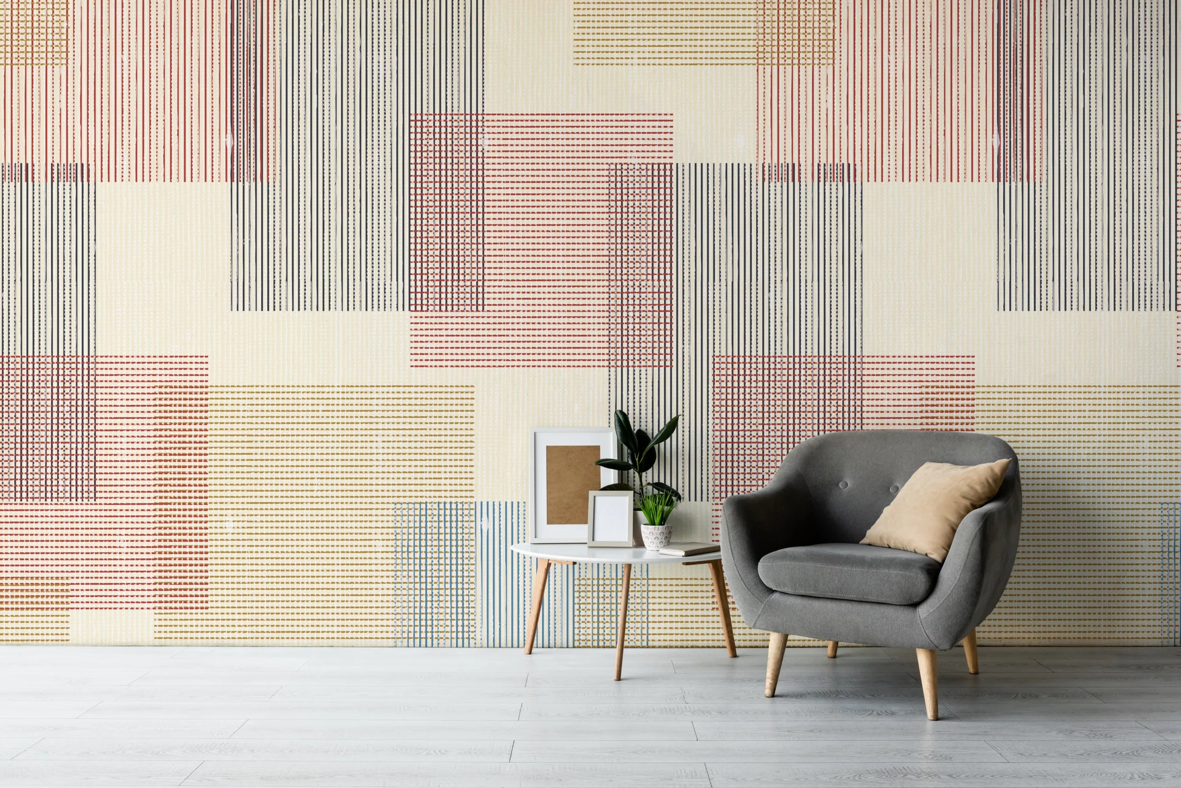 Abstract Geometric | Beige Multi-Color Peel and Stick Wallpaper image 2