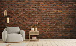 Rustic Dark Red Color Brick Wall Mural Art image 3