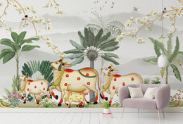 Traditional Tropical Pichwai Art Peel Stick Wallpaper image 3