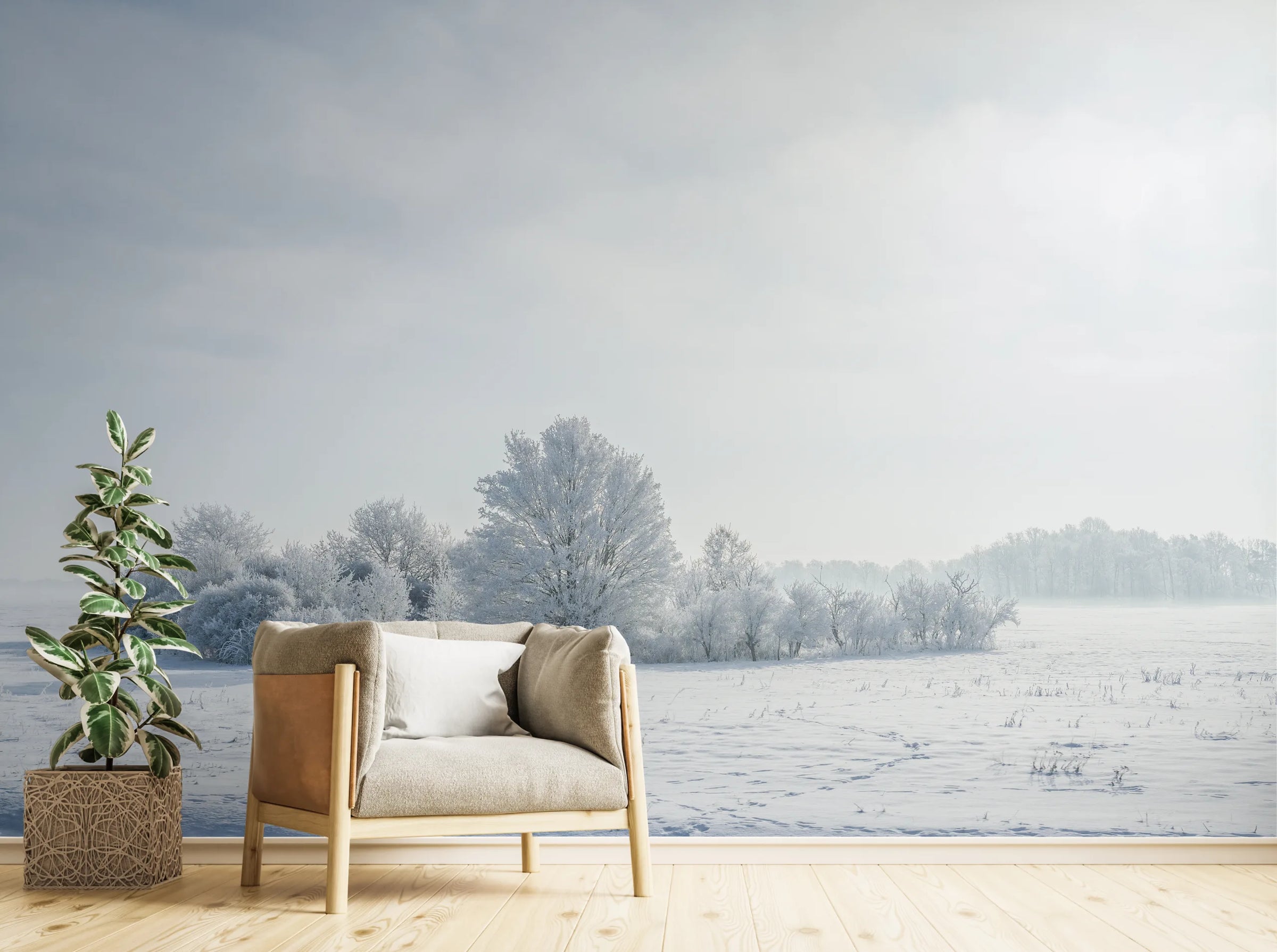 Winter Forest Wallpaper | Snowy Trees Peel And Stick Wall Mural image 1