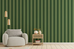 Classic Vertical Green Striped Removable Wall Mural Design image 1