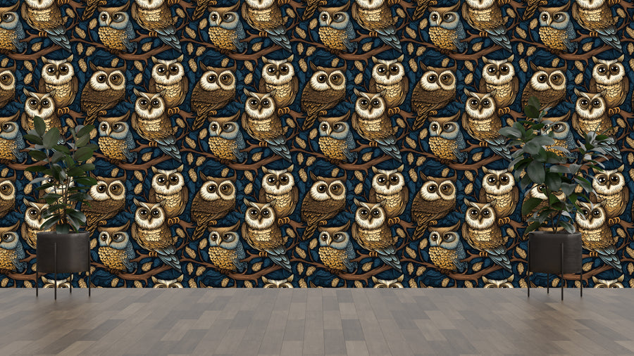 Self Adhesive Owl Pattern Bird Wallpaper Classic Design Dark Luxury Home Decor