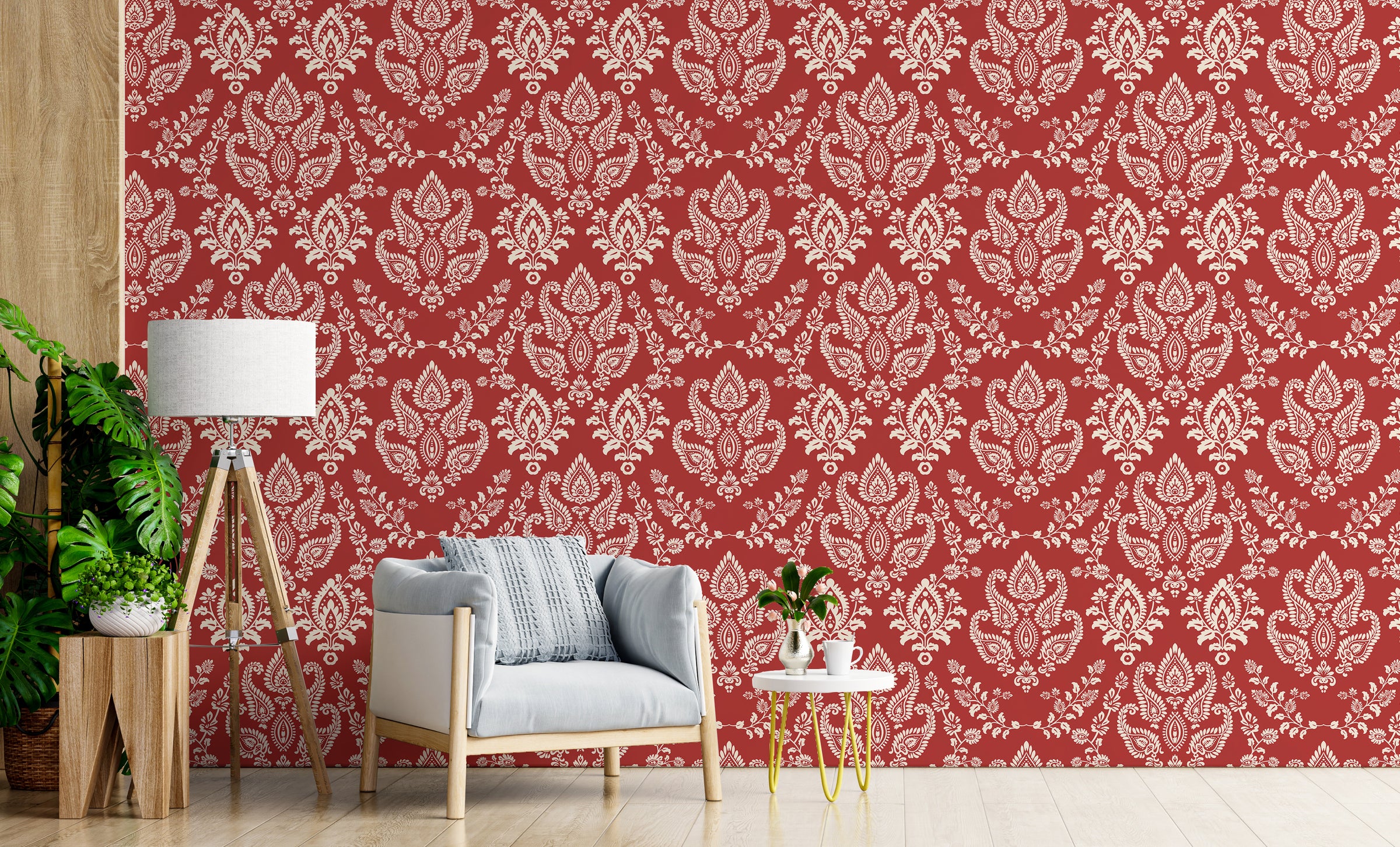Traditional royal floral motif design beautifying peaceful meditation room surroundings