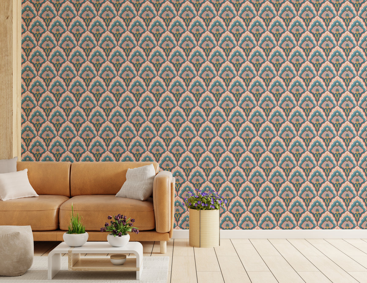 Removable Classic Floral Damask Wallpaper For Modern Homes