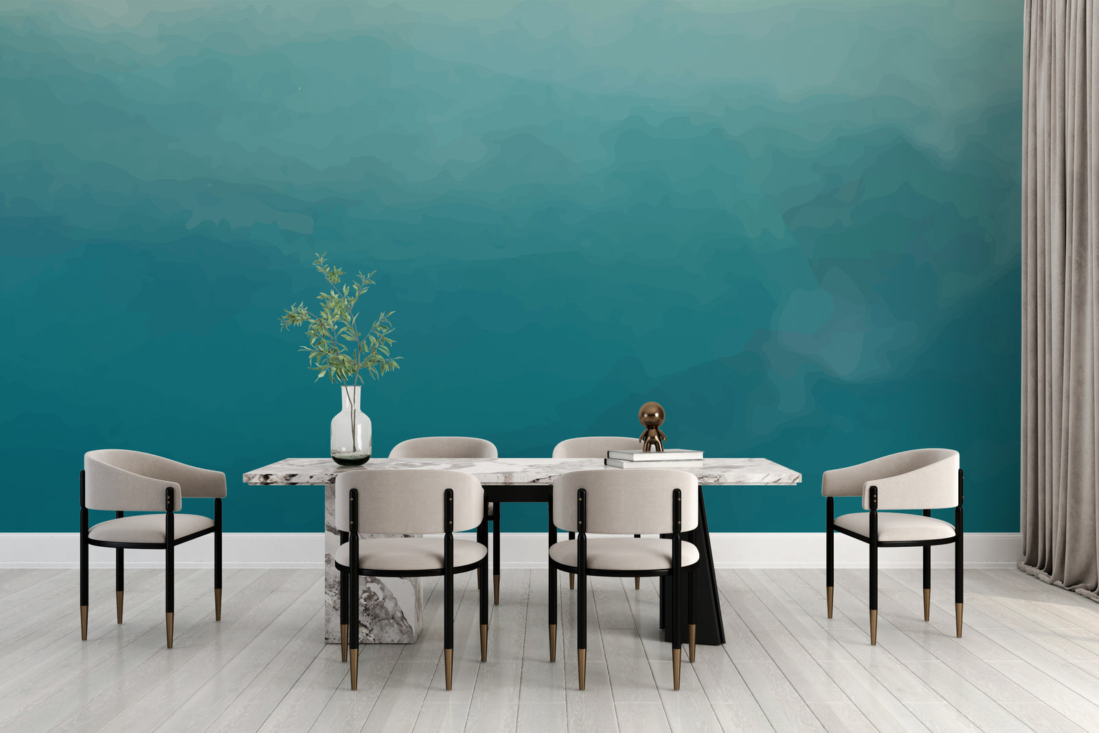 Dining area highlight using soft ombre tones delivering elegant contemporary interior styling