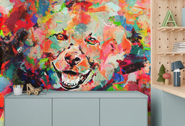 Graffiti Wallpaper | Colorful Abstract Peel And Stick Dog Wall Mural