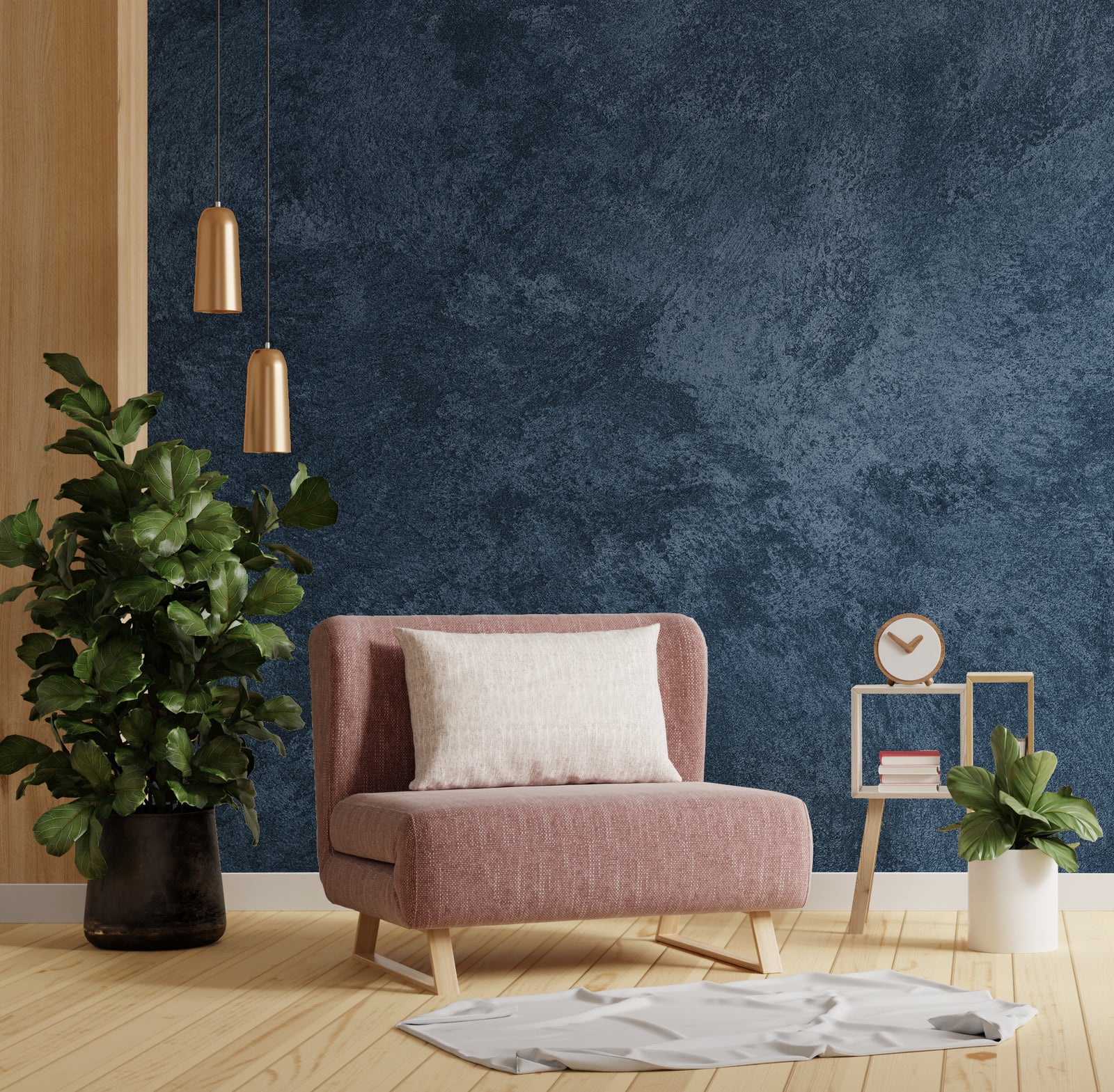 Concrete Urban Blue Office Peel and Stick Wallpaper