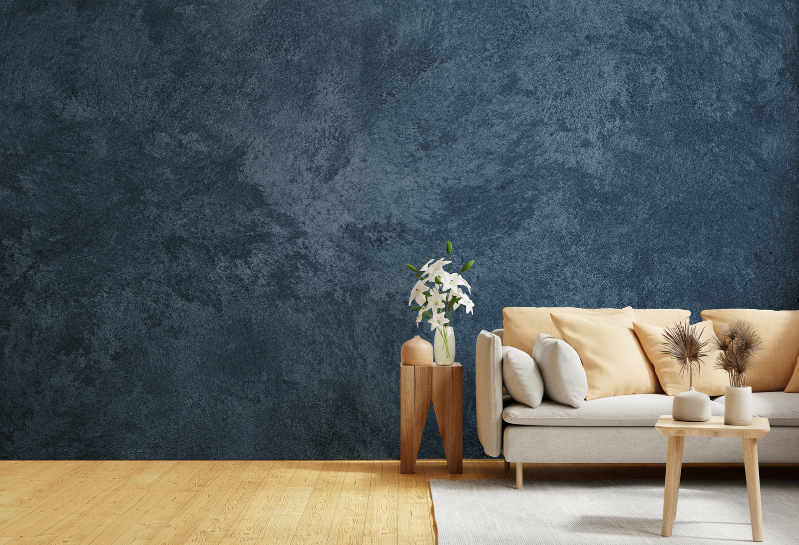 Concrete Urban Blue Office Peel and Stick Wallpaper