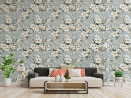 Vintage Shabby Chic White Flower Wallpaper image 3