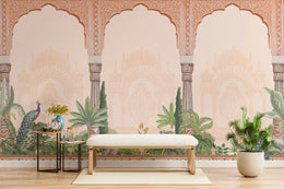 Indian Palace Peacock Wallpaper | Botanical Arch Peel And Stick Wall Mural image 4