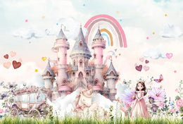 Pink Castle Kids Wallpaper with Rainbow Unicorns | Peel and Stick Wall Mural image 5