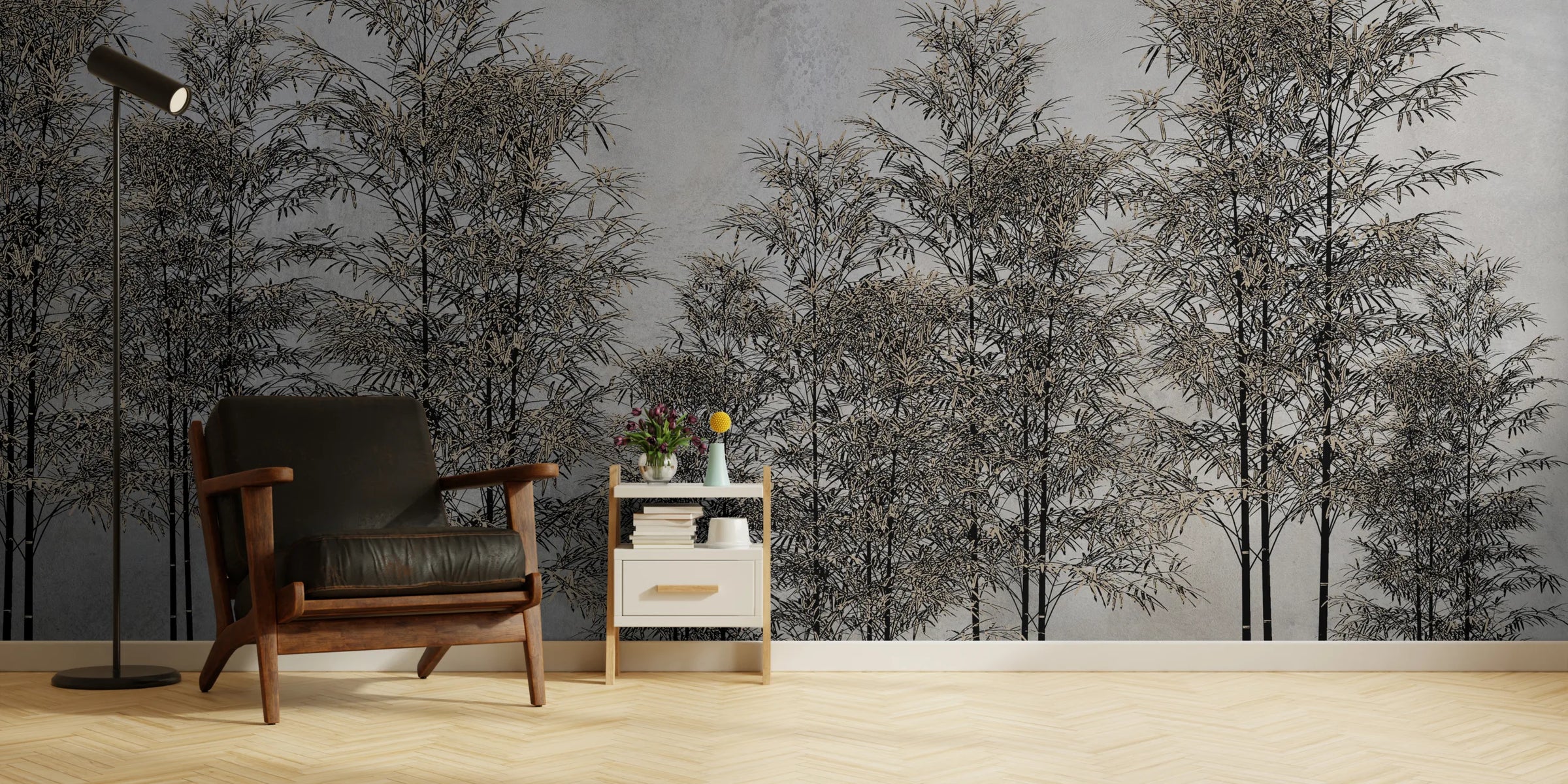 Bamboo Forest Wallpaper | Neutral Japandi Peel and Stick Wall Mural image 1