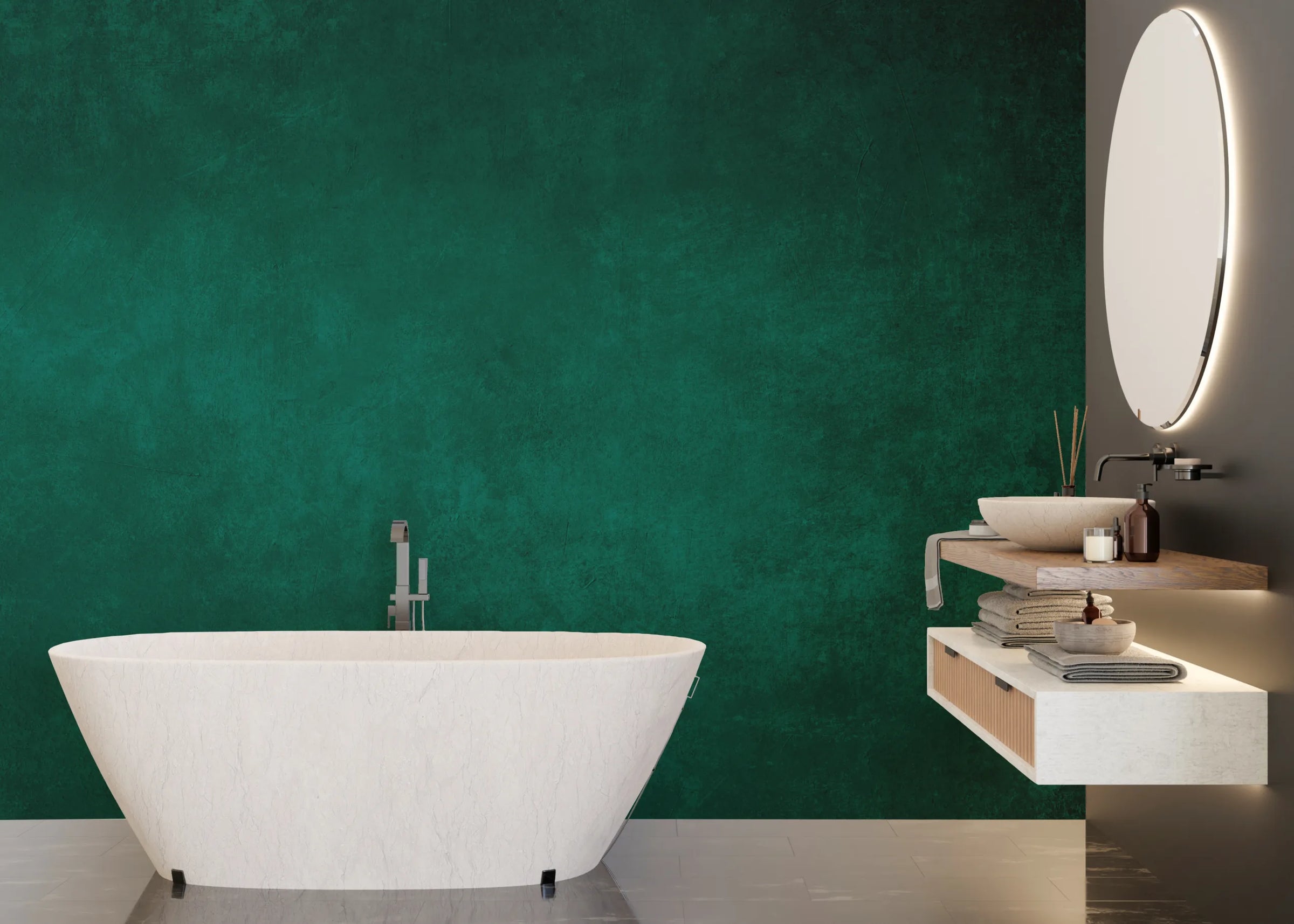 Viridian Green Concrete Peel and Stick Wallpaper image 4