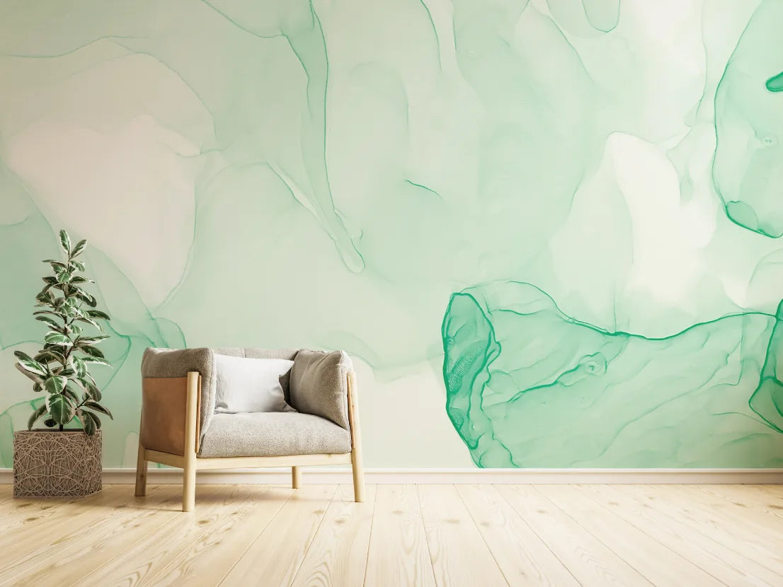 Green Watercolor Marble Wallpaper Mural