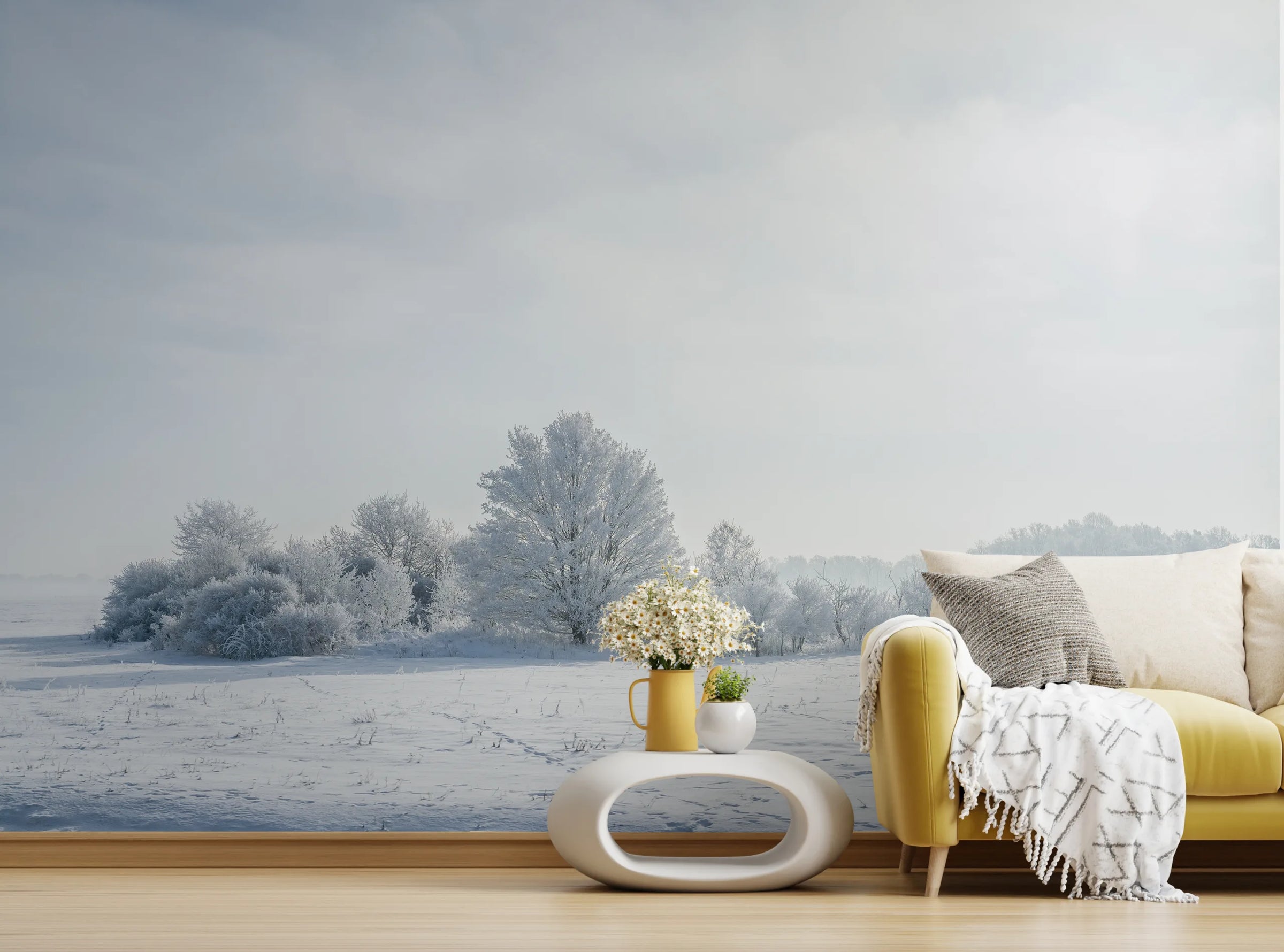 Winter Forest Wallpaper | Snowy Trees Peel And Stick Wall Mural image 3