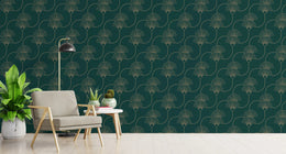 Teel Green Repeat Pattern Removable Art Deco Wallpaper image 1