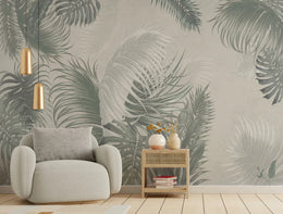 Oboe Dusty Green Large Leaves Wallpaper Murals image 2