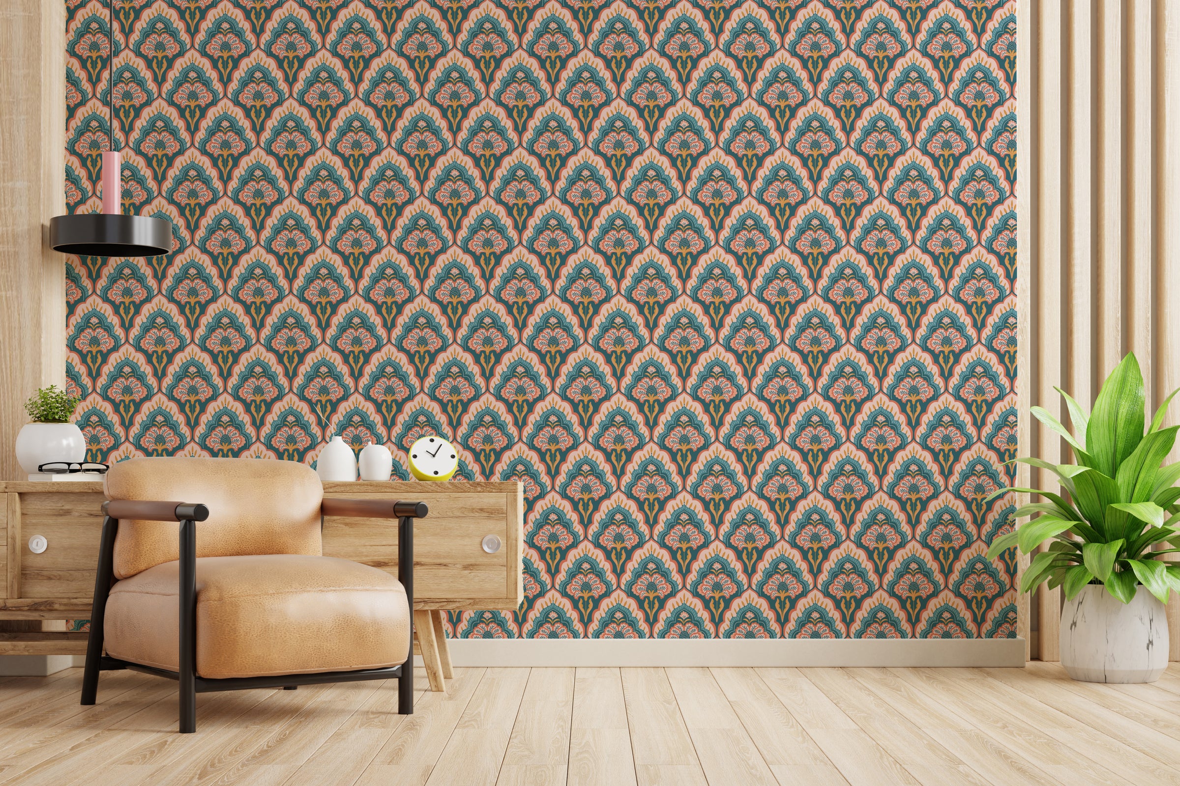 Removable Classic Floral Damask Wallpaper For Modern Homes