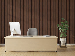 Modern brown wood panel wallpaper for elegant office feature wall decor