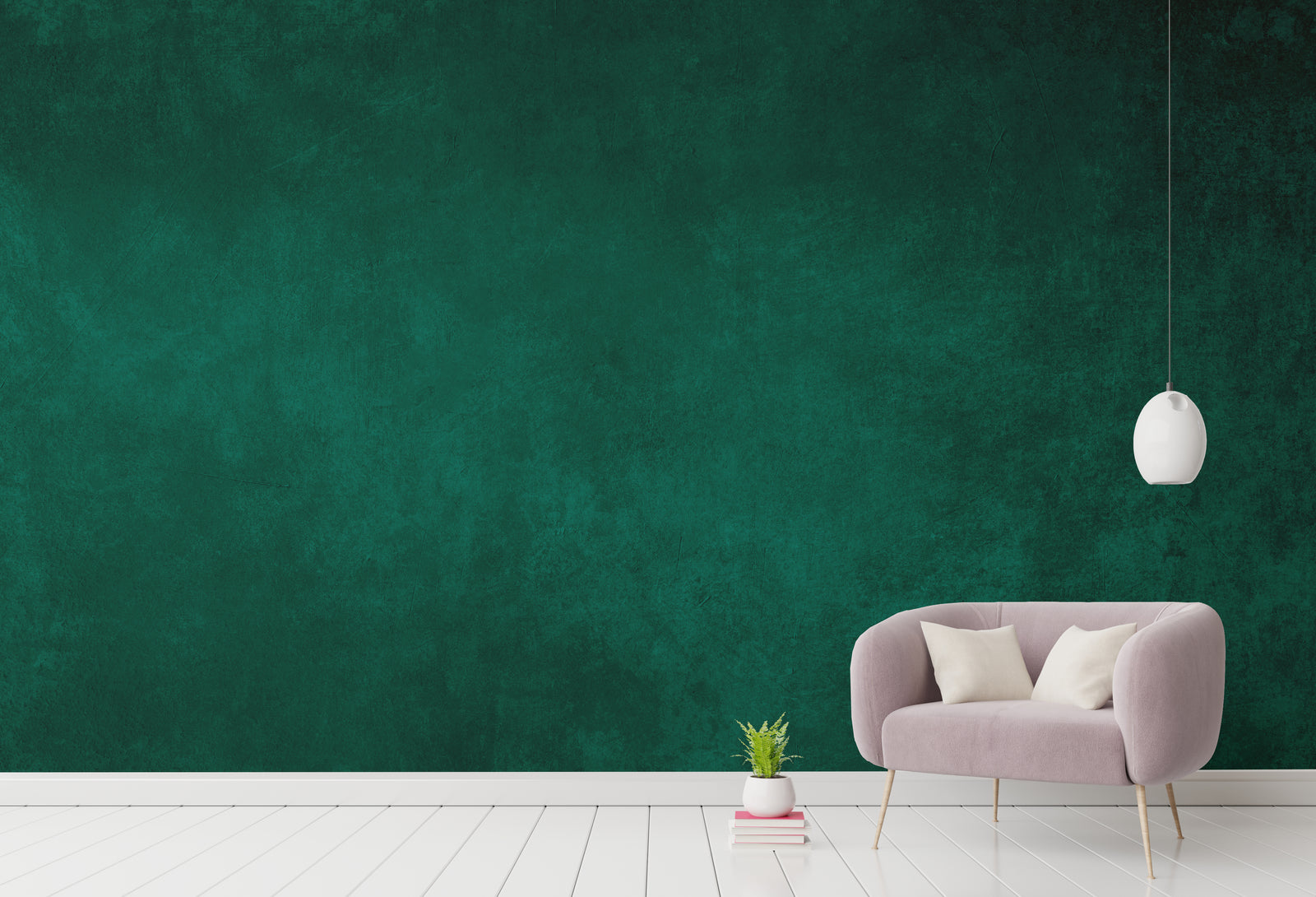 Viridian Green Concrete Wallpaper Peel and Stick Luxurious Living Room Decor