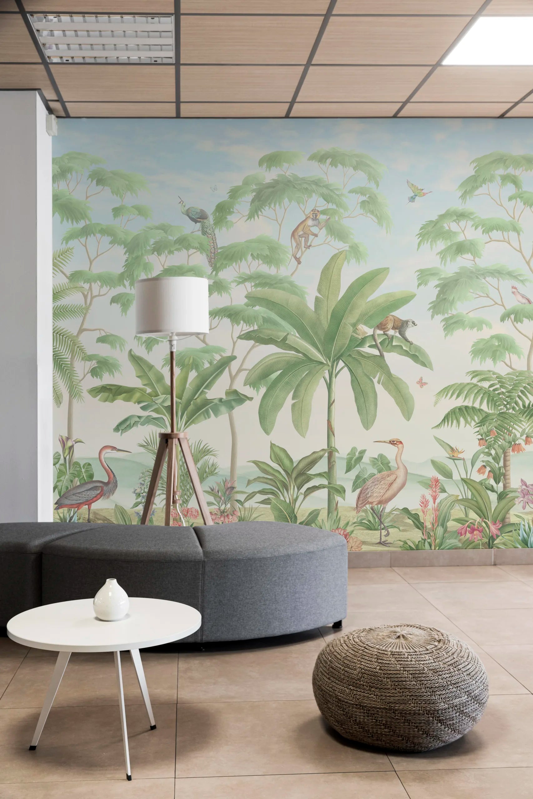 Tropical Jungle Wallpaper | Lush Green Animal Mural | Peel and Stick image 1