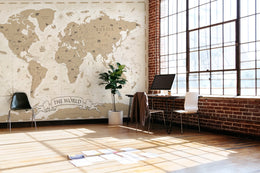 World Map Wall Decor | Beige Educational Kids Room Peel And Stick Wallpaper image 6