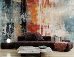 Grunge Abstract Concrete Wallpaper | Red Blue Peel and Stick Wallpaper image 2