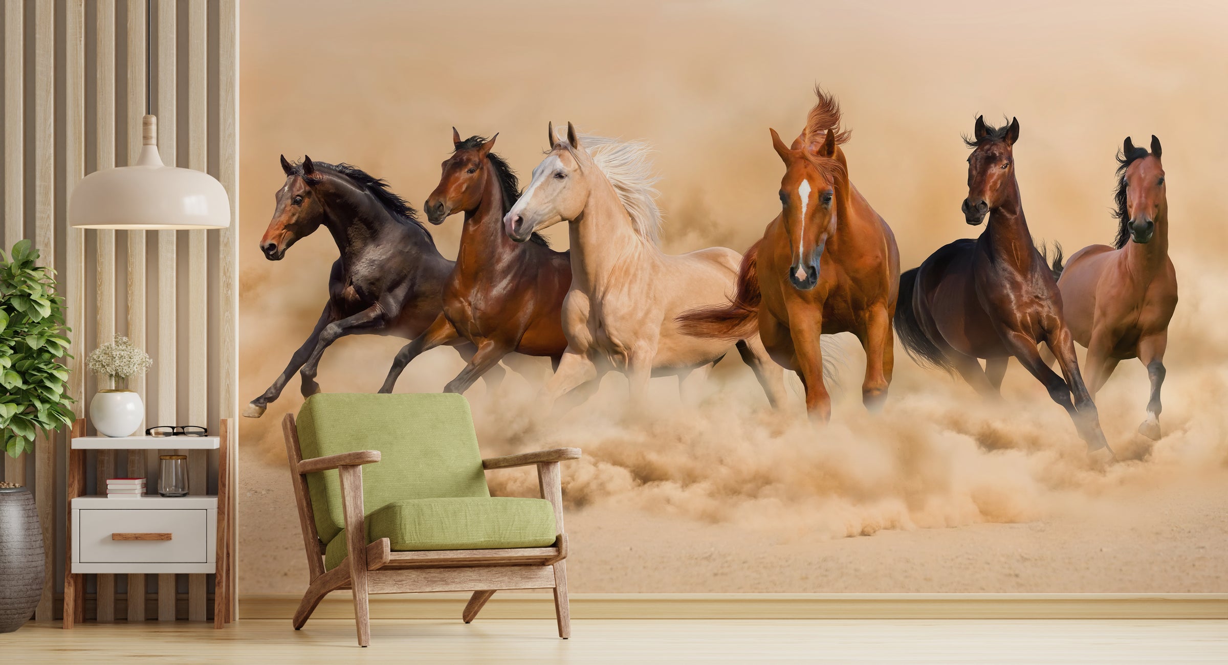 Running Horses Wallpaper | Wild Desert Horse Peel And Stick Wall Mural