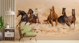 Running Horses Wallpaper | Wild Desert Horse Peel And Stick Wall Mural