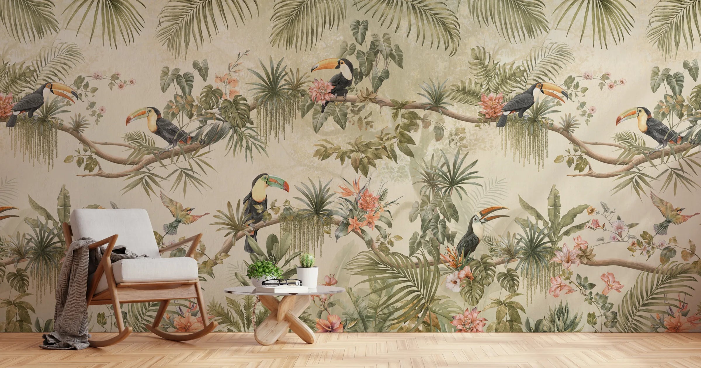 Tropical Jungle Theme Toucan Bird Removable Wallpaper image 3