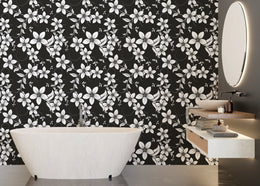 Black and White Floral Decor | Botanical Peel and Stick Wallpaper image 1