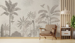 Banana Leaf Wall Mural | Neutral Gray Tropical Peel And Stick Wallpaper image 4
