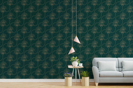 Teel Green Repeat Pattern Removable Art Deco Wallpaper image 5