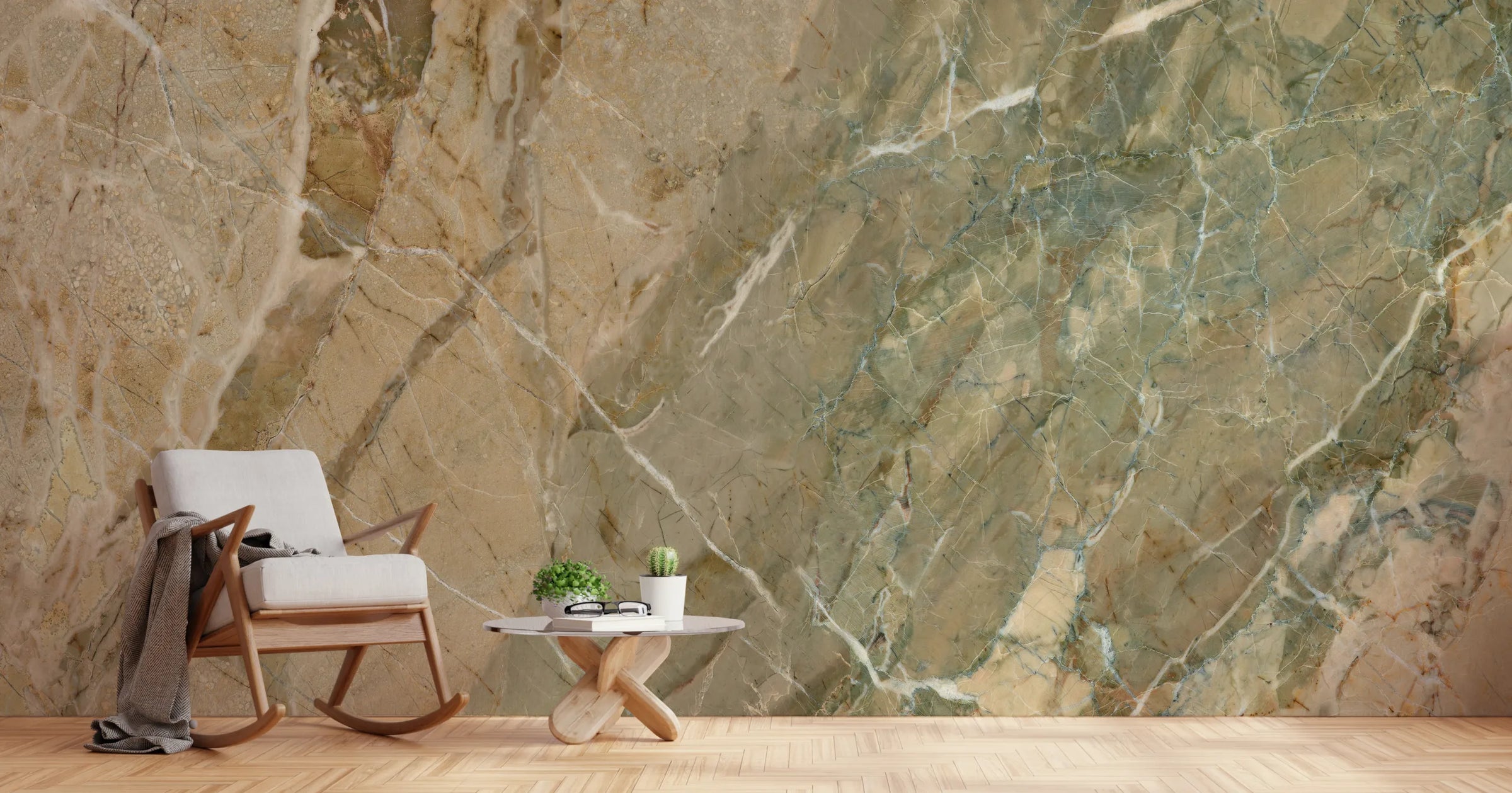 Marble Design | Beige Green Stone Texture Removable Wallpaper image 3