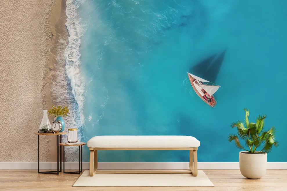 Heart Touch Ocean Beach Mural Wallpaper image 2