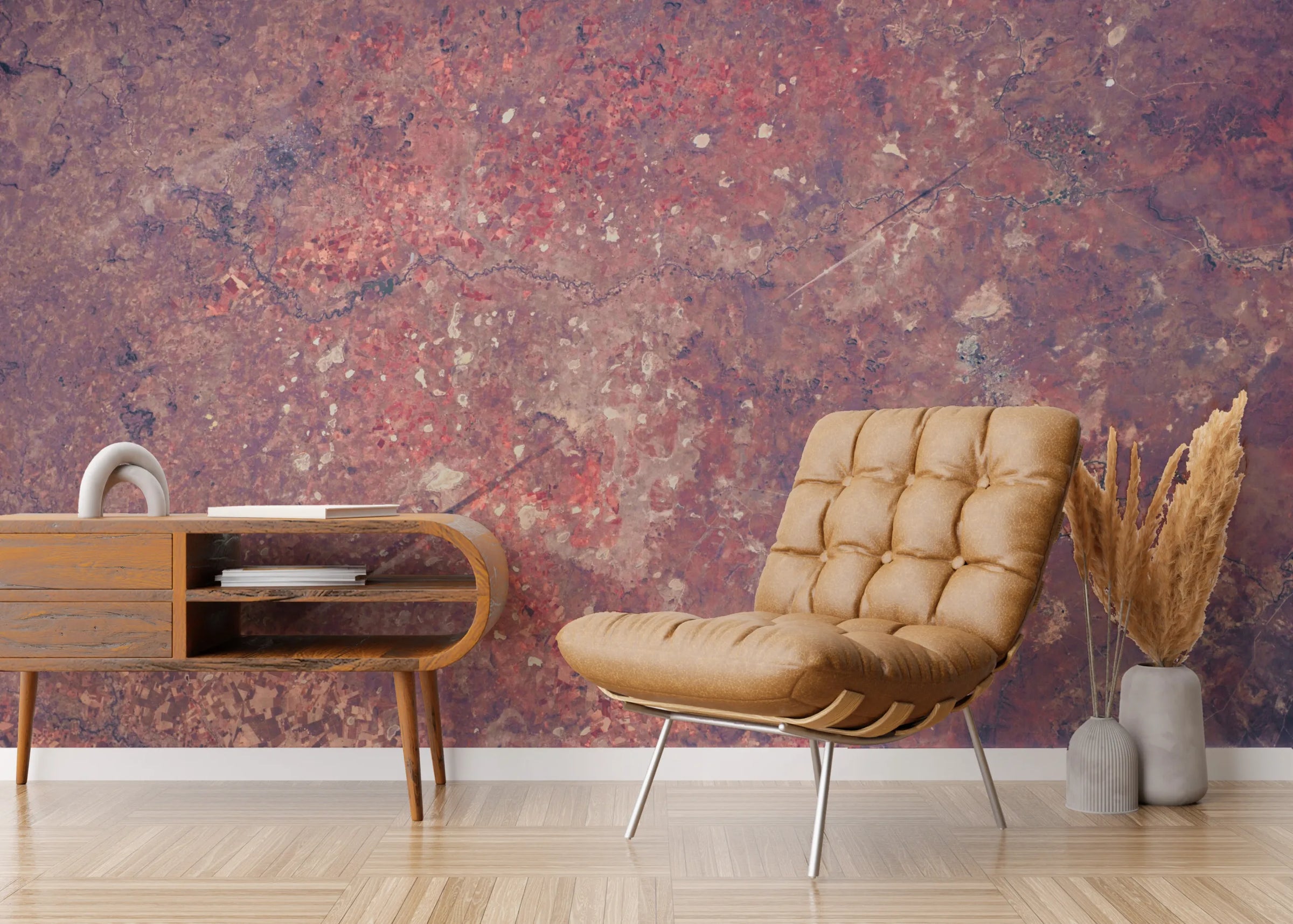 Bold Industrial Rustic Red Metallic Removable Wallpaper image 0
