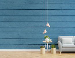 Rustic Blue Wooden Panel Wallpaper image 3