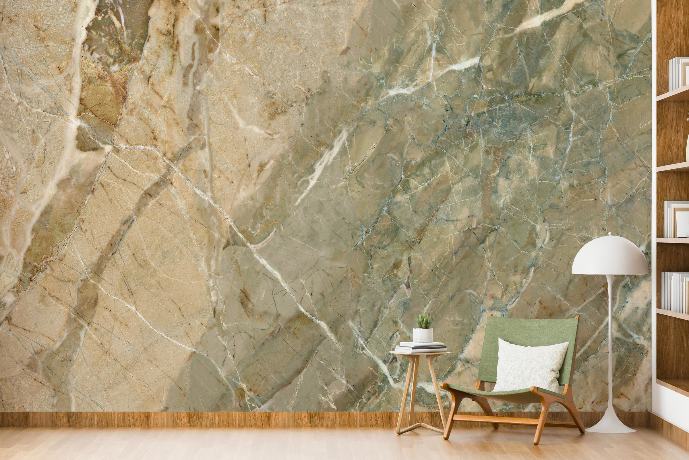 Marble Design | Beige Green Stone Texture Removable Wallpaper