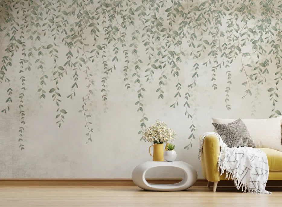 Foggy Hanging Leaves Wallpaper Murals image 4