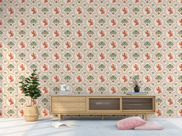 Tiger Jungle Peel and Stick Wallpaper | Terracotta And Green Safari Art | Vintage Style | Kids Room