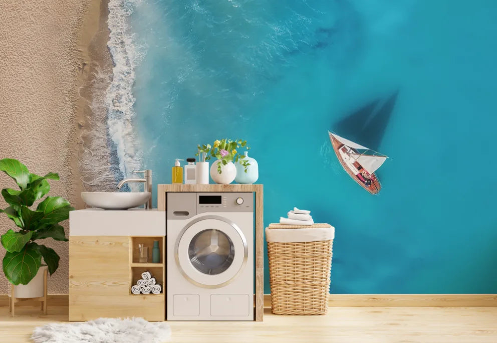 Heart Touch Ocean Beach Mural Wallpaper image 4